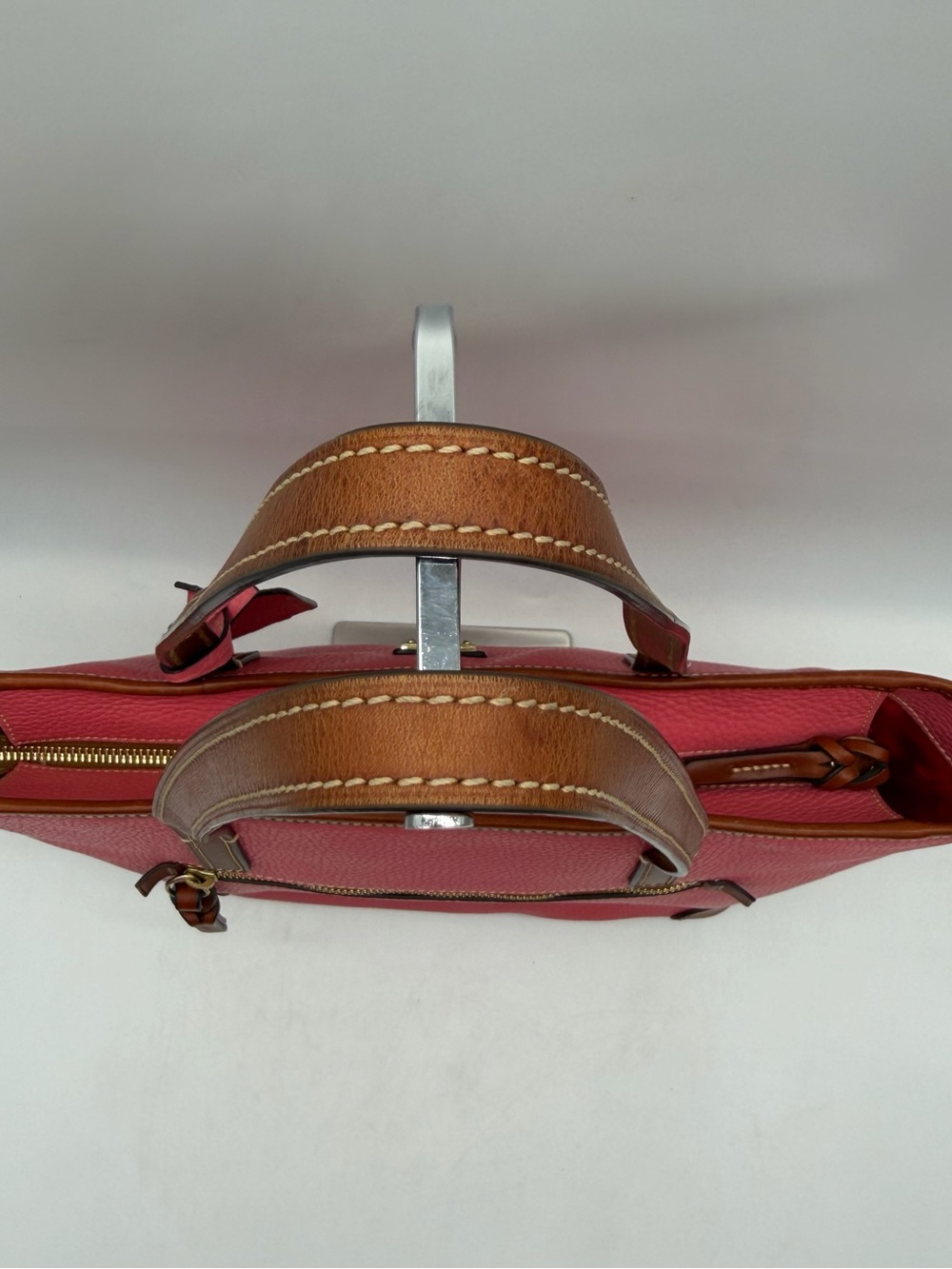 Dooney & Bourke Charleston Leather Tote Shoulder Bag Charm Bubble Gum Zip Large - Picture 4 of 14